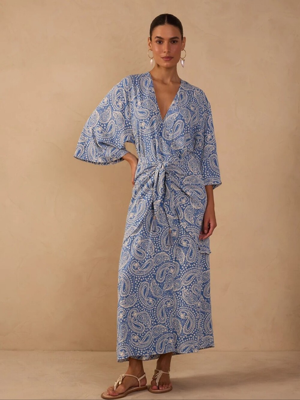 Blue Paisley Kimono Wrap Dress By Dress To Rio De Janeiro